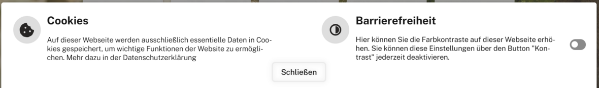 Cookie Hinweis auf Startseite